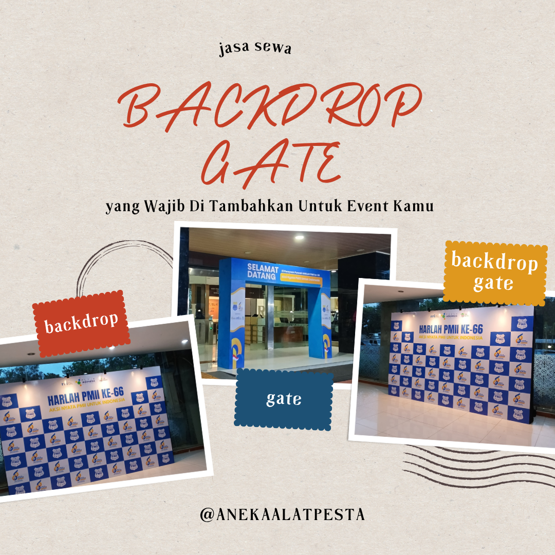 sewa backdrop dan gate custom